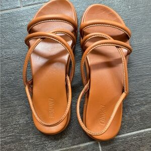 OluKai Tan Sandals Elegant Leather Slip-On